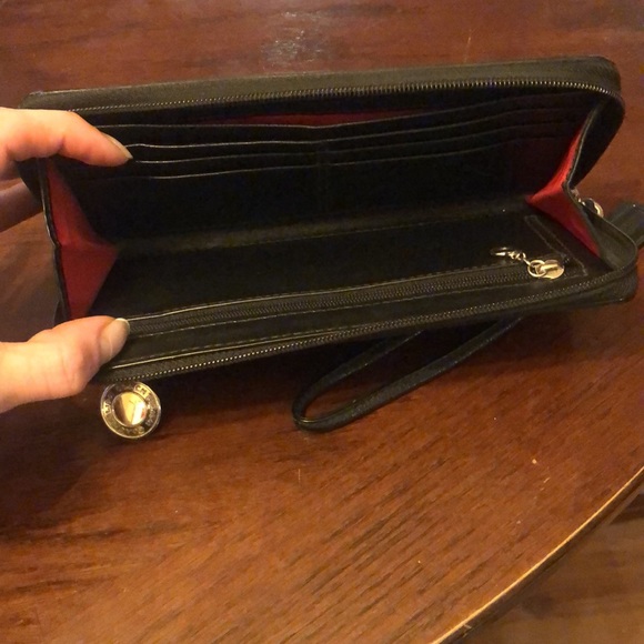 Coach Poppy Tartan Plaid Red Black Accordion Zip Style Wallet #1 - Picture 6 of 6